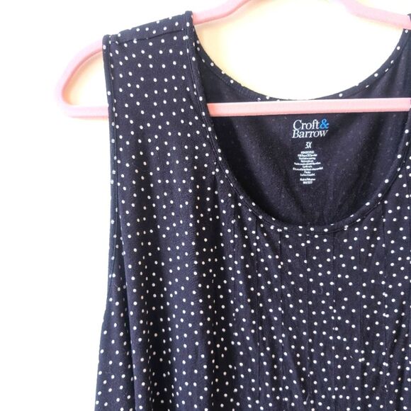 Plus Size Croft & Barrow Fit & Flare Dress Black Dot Sleeveless 3X - Picture 5 of 6